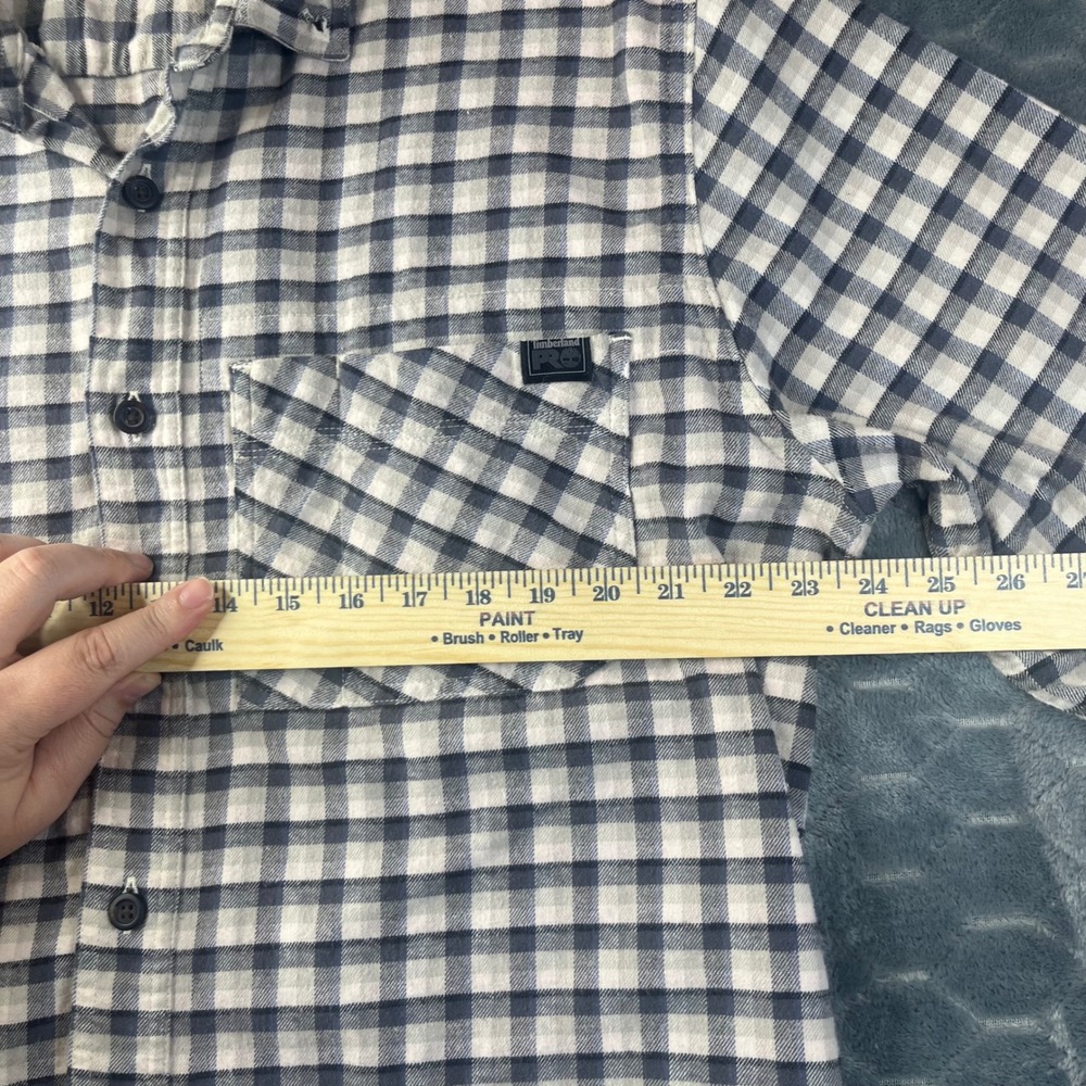 Timberland PRO Button Down Shirt Mens XL Blue Gingham Excellent Short Sleeve - Picture 6 of 8
